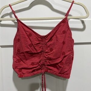Red Ruched American eagle Spaghetti Strap Top